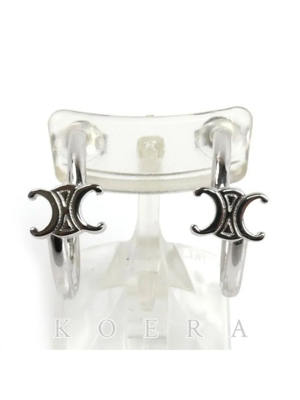 Celine Brass Triomphe Asymmetric Hoop Earrings